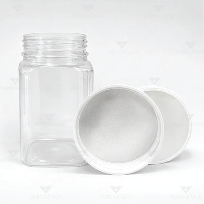500g  Clear Square RPET Jar (M)